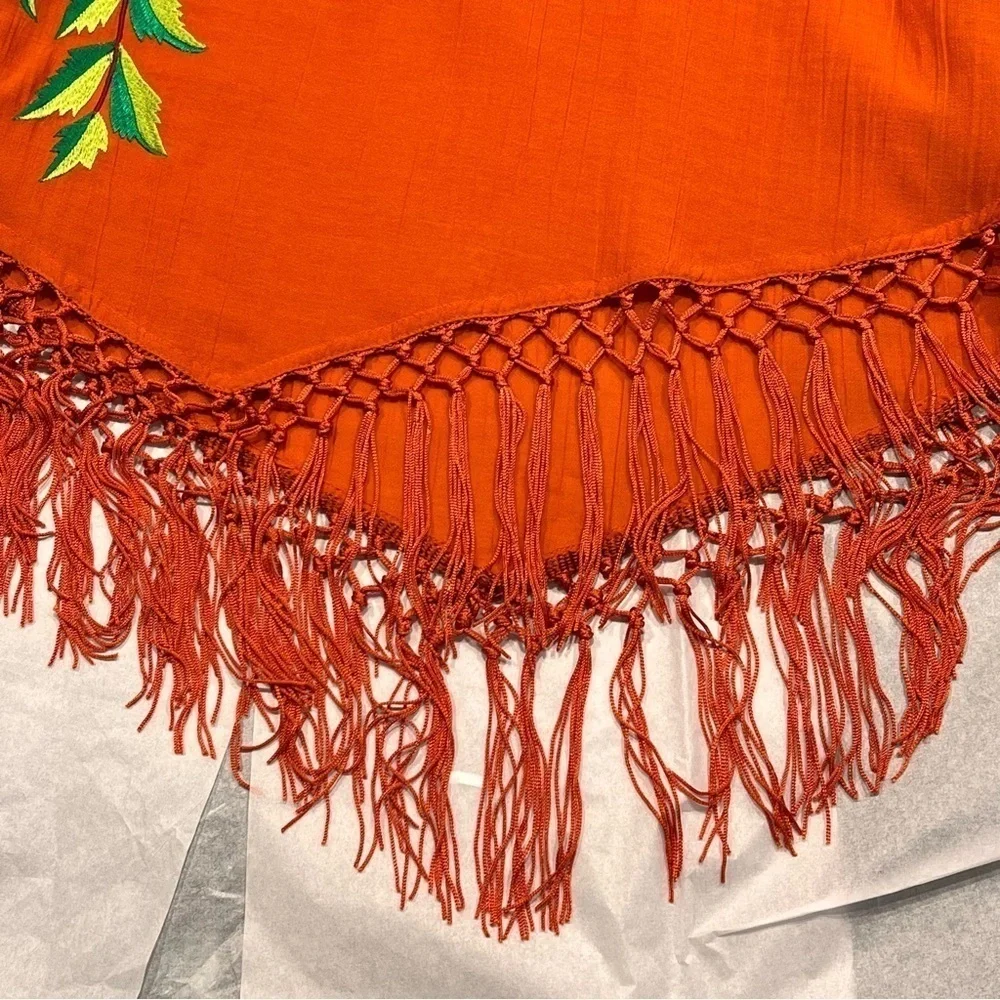 Roja Orange Embroidered Cold Shoulder Tunic Top Sz-M - Picture 8 of 11